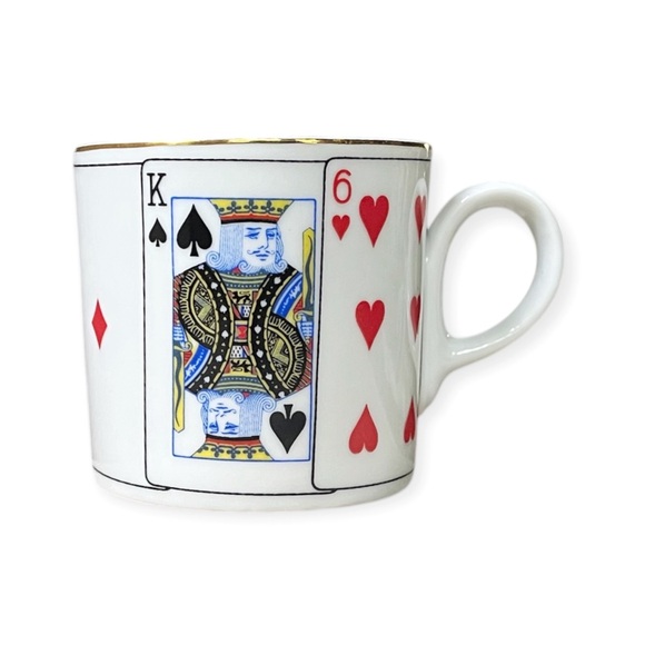 Set of 4 Horchow Demitasse Coffee Tea Cups w/ Playing Cards Poker Bridge Design - Picture 3 of 13